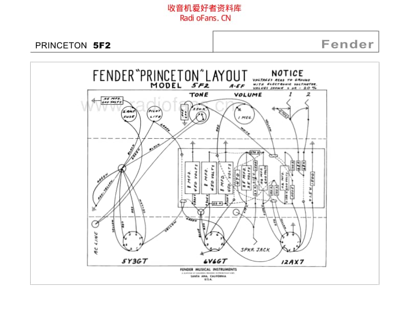Fender_princeton_5f2 电路图 维修原理图.pdf_第1页