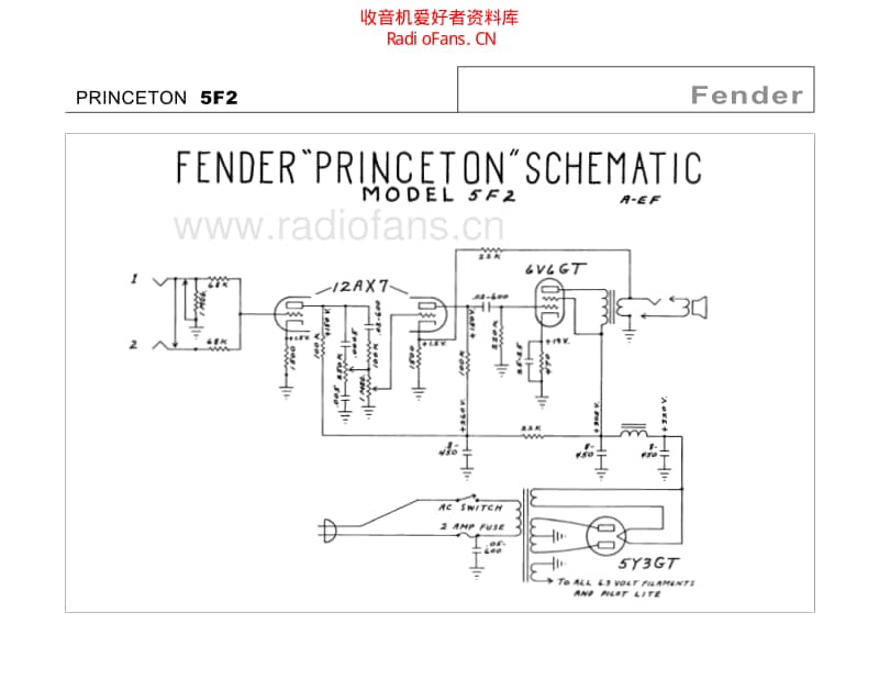 Fender_princeton_5f2 电路图 维修原理图.pdf_第2页