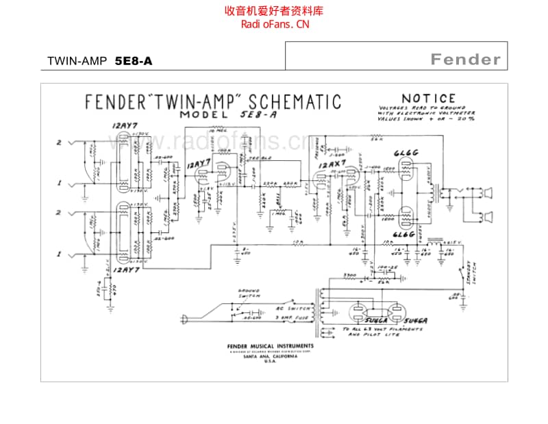 Fender_twin_5e8a 电路图 维修原理图.pdf_第2页