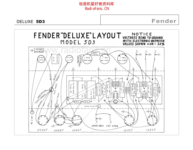 Fender_deluxe_5d3 电路图 维修原理图.pdf_第1页