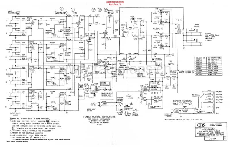Fender_cbs pa100rev 电路图 维修原理图.pdf_第1页