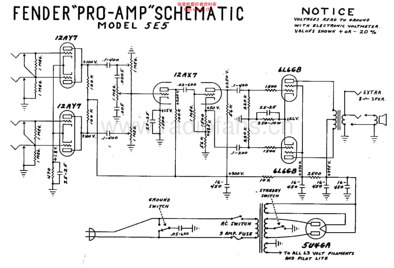Fender_pro_5e5_schem 电路图 维修原理图.pdf_第1页