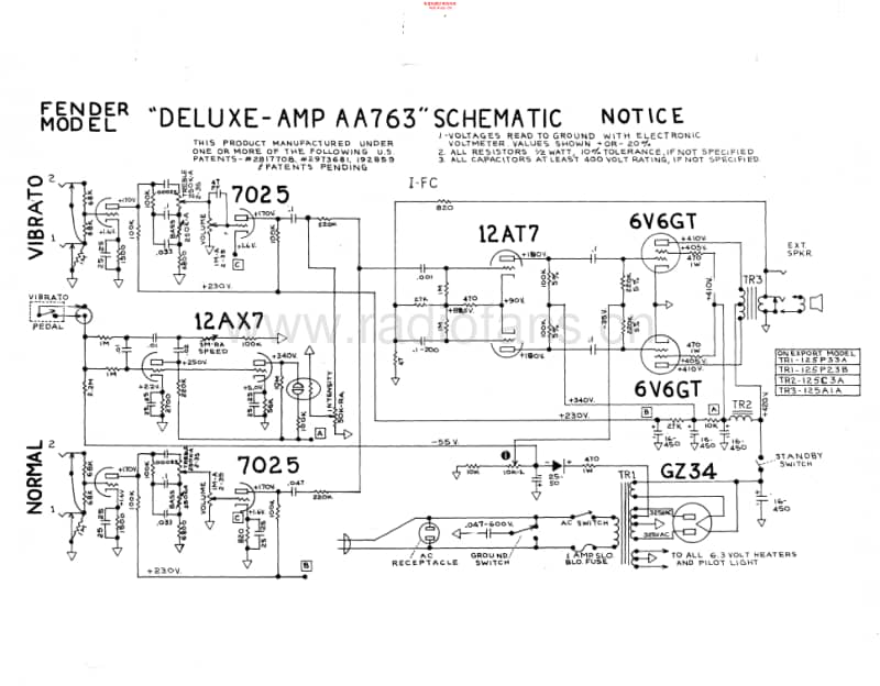 Fender_deluxe_aa763 电路图 维修原理图.pdf_第1页