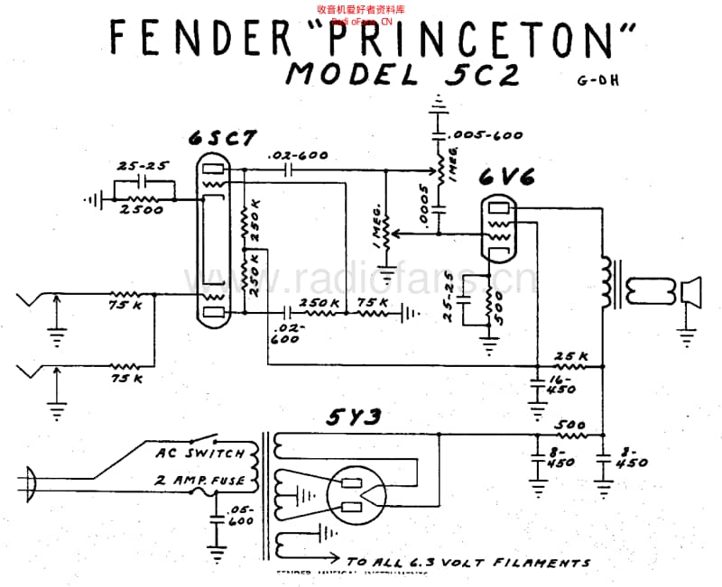 Fender_princeton_5c2_schem 电路图 维修原理图.pdf_第1页