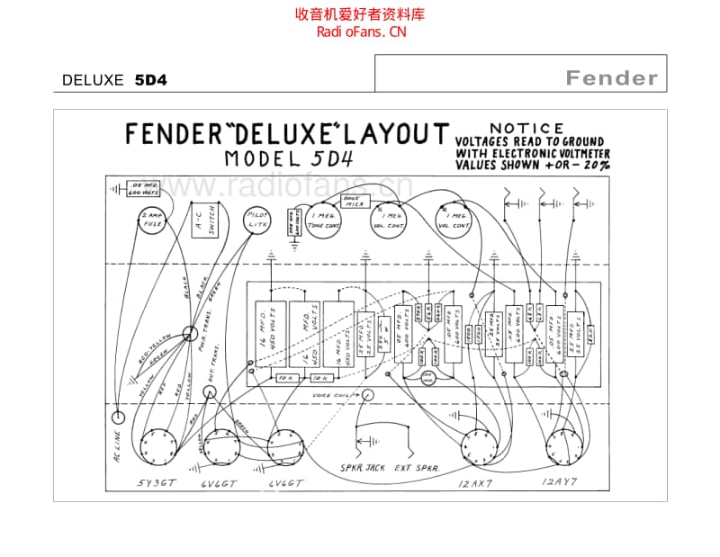 Fender_deluxe_5d4 电路图 维修原理图.pdf_第1页