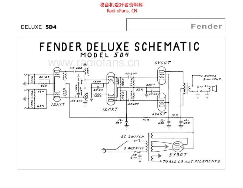 Fender_deluxe_5d4 电路图 维修原理图.pdf_第2页