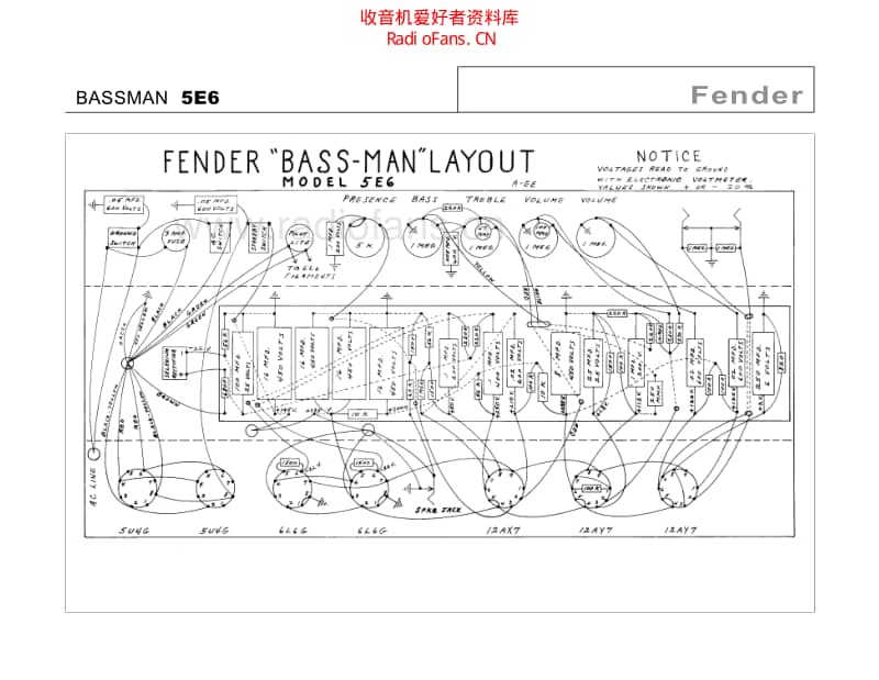 Fender_bassman_5e6 电路图 维修原理图.pdf_第1页