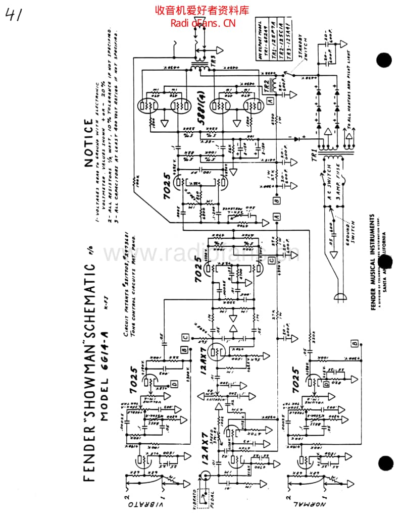 Fender_showman_6g14b 电路图 维修原理图.pdf_第1页