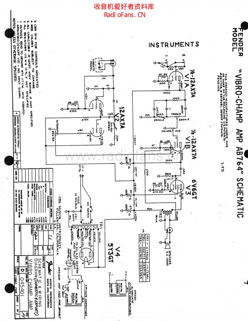 Fender_vibrochamp_ab764 电路图 维修原理图.pdf_第1页
