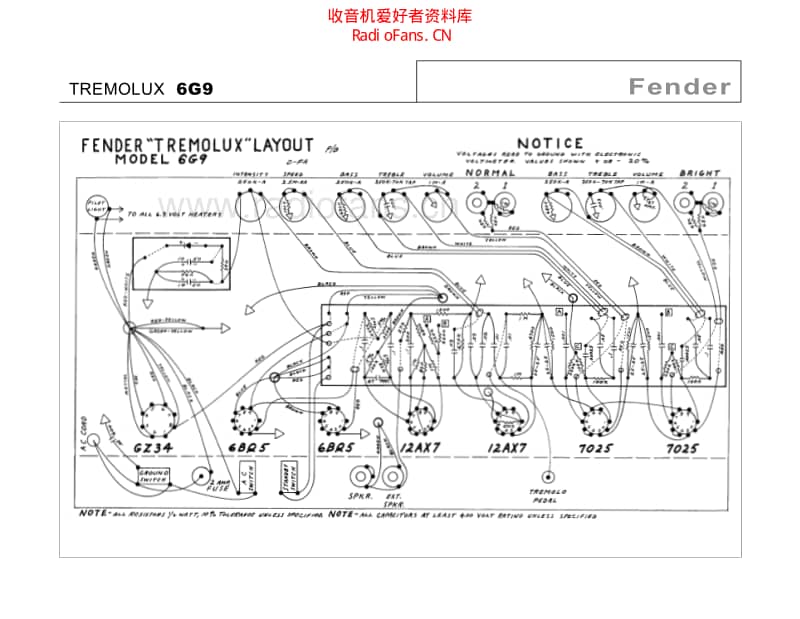 Fender_tremolux_6g9 电路图 维修原理图.pdf_第1页