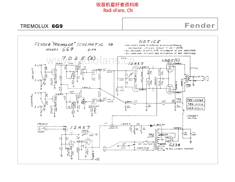 Fender_tremolux_6g9 电路图 维修原理图.pdf_第2页