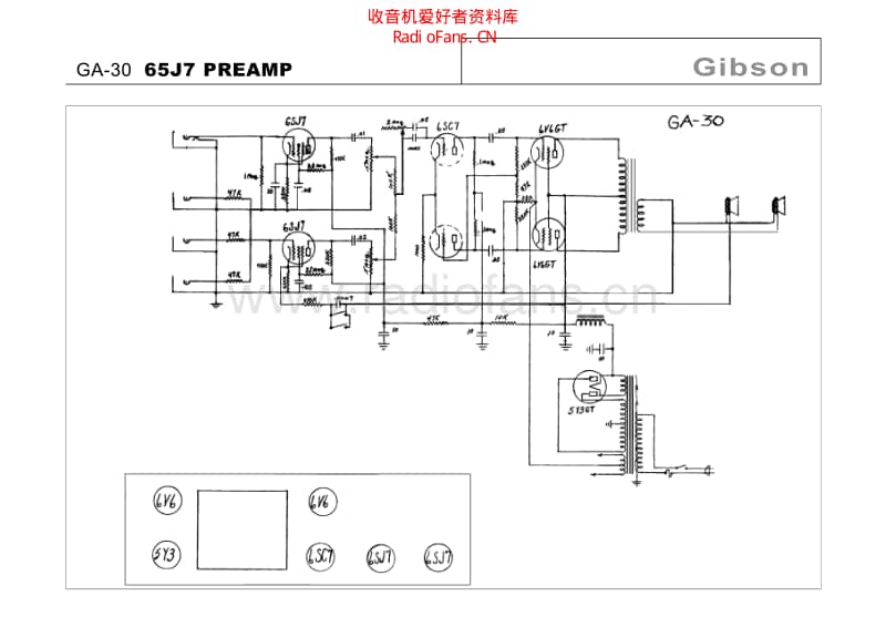 Gibson_ga_30_65j7_preamp 电路图 维修原理图.pdf_第1页