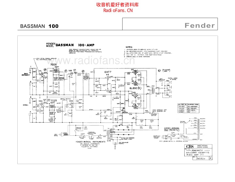 Fender_bassman_100 电路图 维修原理图.pdf_第1页