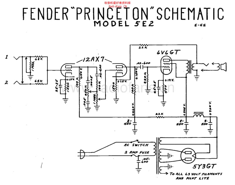 Fender_princeton_5e2_schem 电路图 维修原理图.pdf_第1页