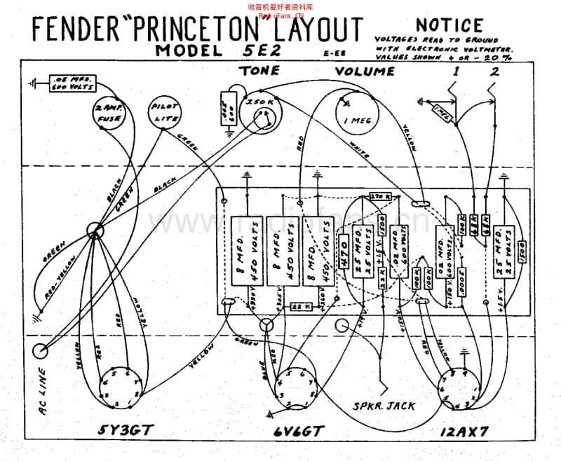 Fender_princeton_5e2_schem 电路图 维修原理图.pdf_第2页