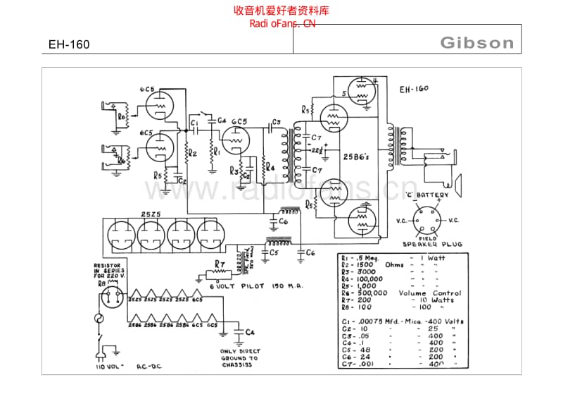 Gibson_eh_160 电路图 维修原理图.pdf_第1页