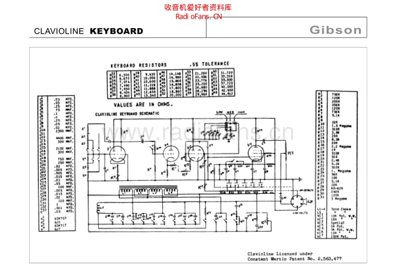 Gibson_clavioline_keyboard 电路图 维修原理图.pdf_第1页