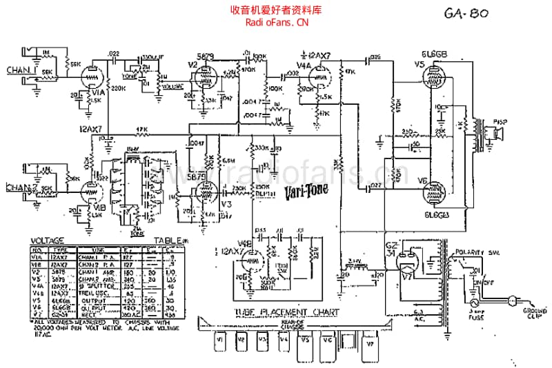 Gibson_ga80_varitone 电路图 维修原理图.pdf_第1页