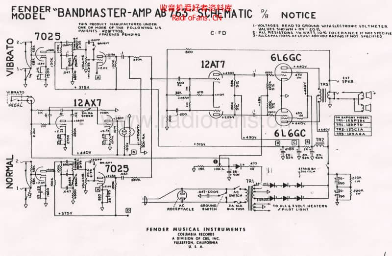 Fender_bandmaster_ab763_schematic 电路图 维修原理图.pdf_第1页