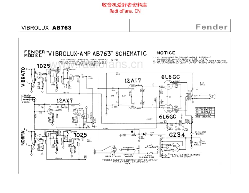 Fender_vibrolux_ab763 电路图 维修原理图.pdf_第2页
