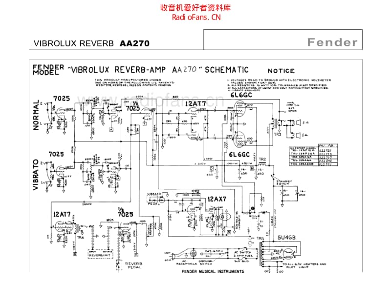 Fender_vibrolux_reverb_aa270 电路图 维修原理图.pdf_第1页