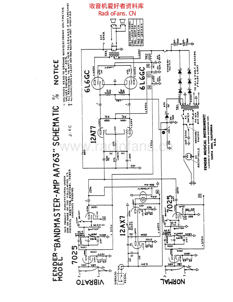 Fender_bandmaster_aa763_sch 电路图 维修原理图.pdf_第1页