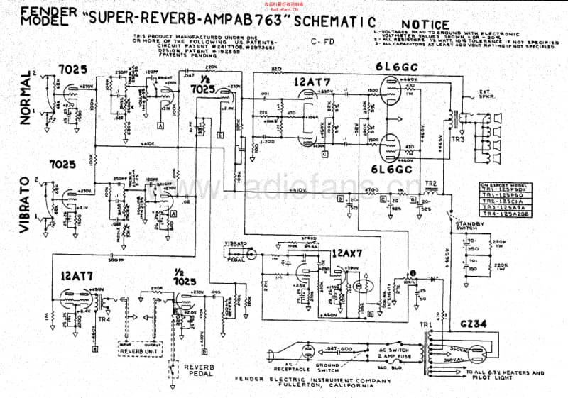 Fender_super_reverb_ab763_schem 电路图 维修原理图.pdf_第1页
