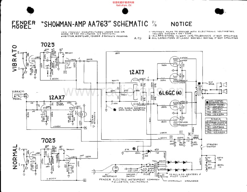 Fender_showman_aa763_schem 电路图 维修原理图.pdf_第1页