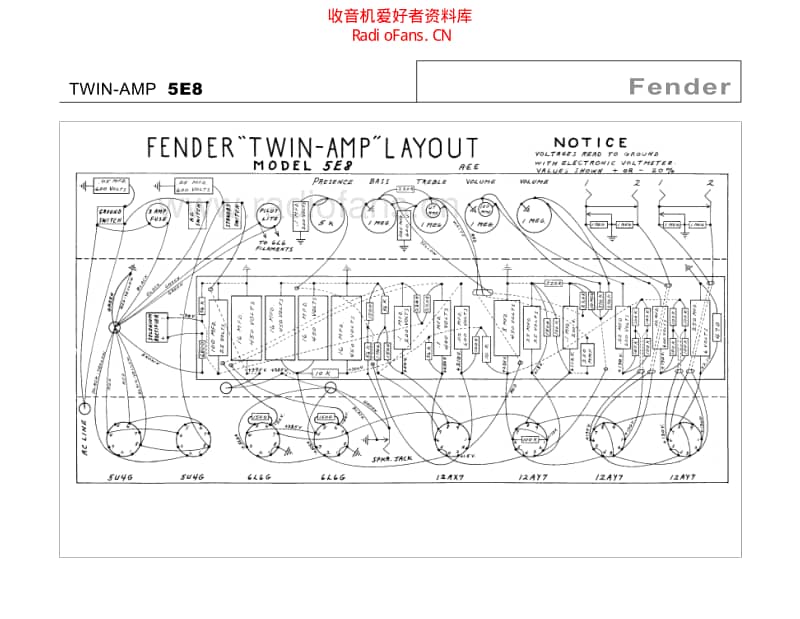 Fender_twin_5e8 电路图 维修原理图.pdf_第1页