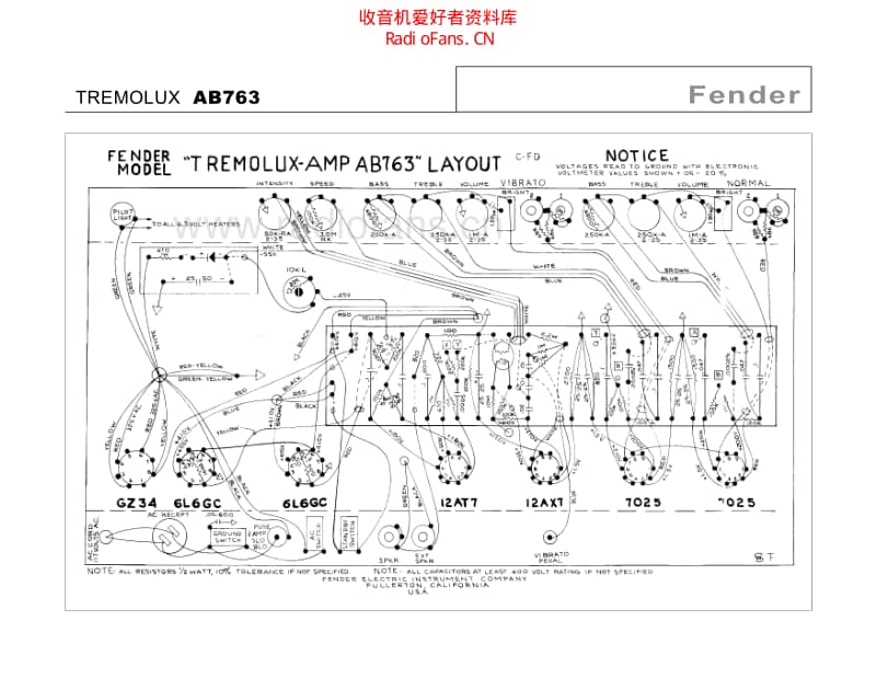 Fender_tremolux_ab763 电路图 维修原理图.pdf_第1页