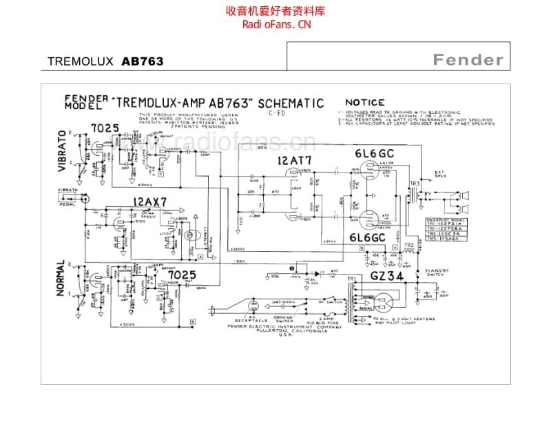 Fender_tremolux_ab763 电路图 维修原理图.pdf_第2页