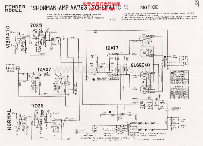 Fender_showman_aa763_schematic 电路图 维修原理图.pdf_第1页