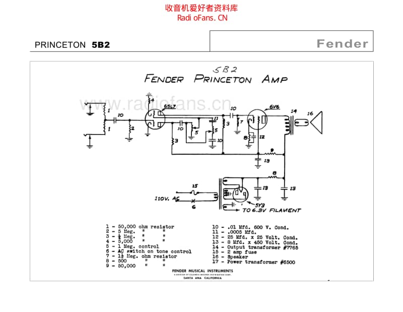 Fender_princeton_5b2 电路图 维修原理图.pdf_第1页
