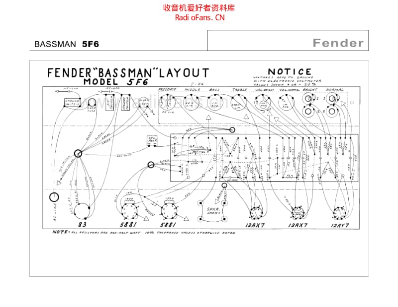 Fender_bassman_5f6 电路图 维修原理图.pdf_第1页