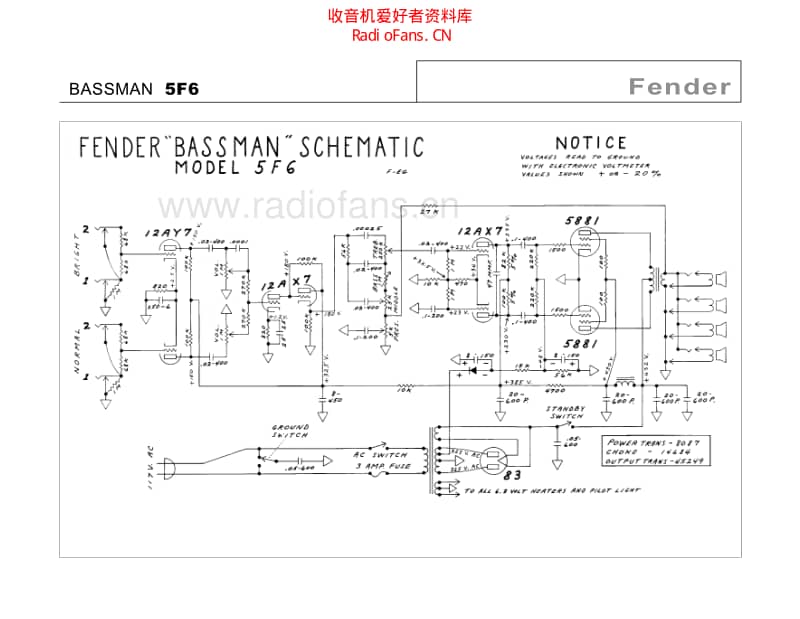 Fender_bassman_5f6 电路图 维修原理图.pdf_第2页
