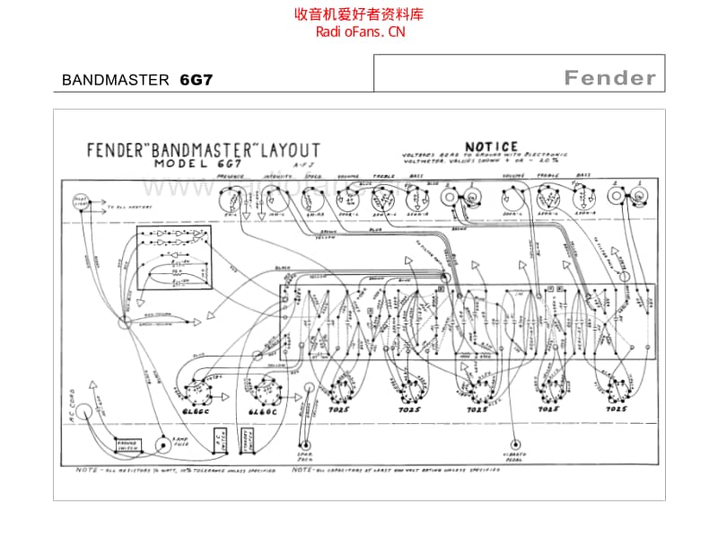 Fender_bandmaster_6g7 电路图 维修原理图.pdf_第1页