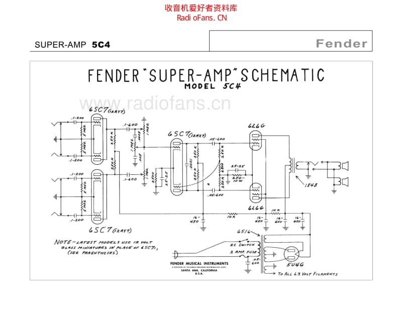 Fender_super_5c4 电路图 维修原理图.pdf_第2页