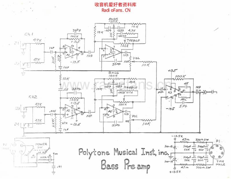 Polytone_bass_preamp_schematic 电路图 维修原理图.pdf_第1页