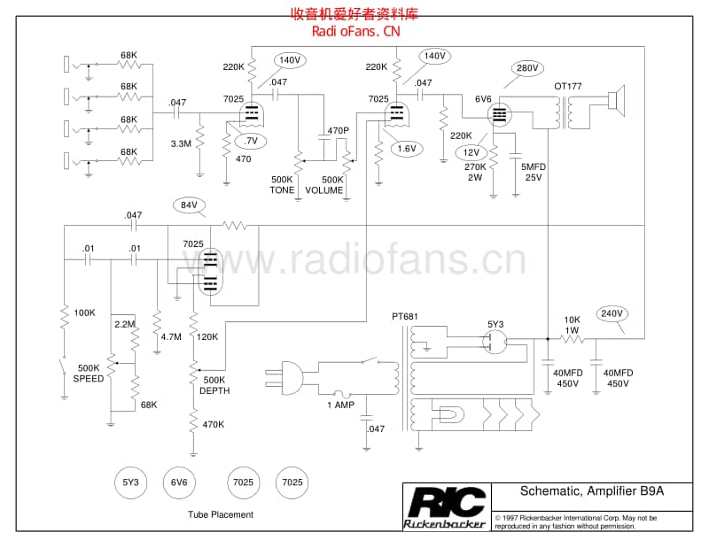 Rickenbacker_b9a 电路图 维修原理图.pdf_第1页