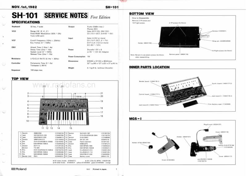Roland_sh101_service_manual 电路图 维修原理图.pdf_第2页