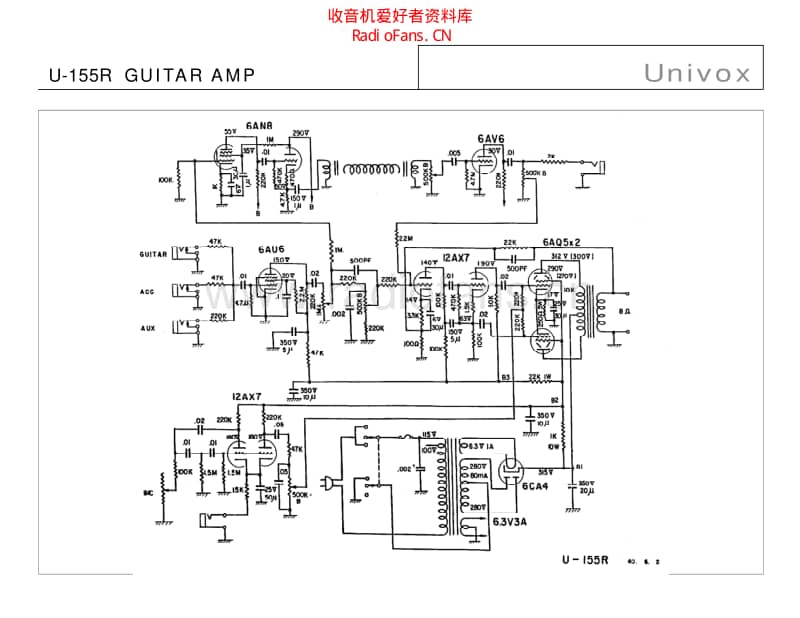 Univox_u_155r_guitar_amp 电路图 维修原理图.pdf_第1页