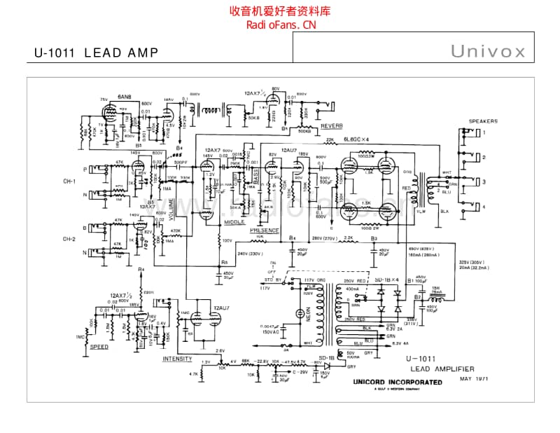 Univox_u_1011_lead_amp 电路图 维修原理图.pdf_第1页