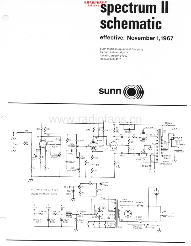 Sunn_spectrum_ii 电路图 维修原理图.pdf_第1页