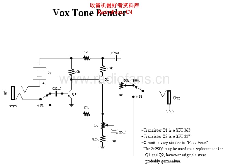 Vox_tonebender_fuzz 电路图 维修原理图.pdf_第1页