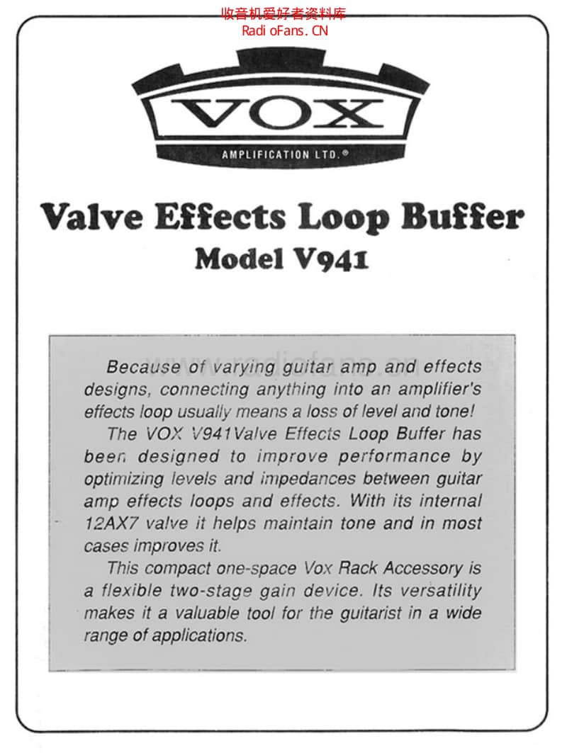 Vox_v941_manual 电路图 维修原理图.pdf_第1页
