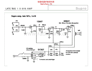 Supro_late_50s_1x6v6_amp 电路图 维修原理图.pdf