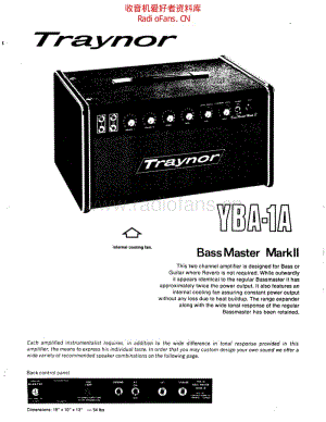 Traynor_bassmaster_mkii_yba1_manual 电路图 维修原理图.pdf