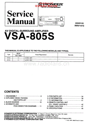 Pioneer-VSA805S-avr-sm电路图 维修手册.pdf