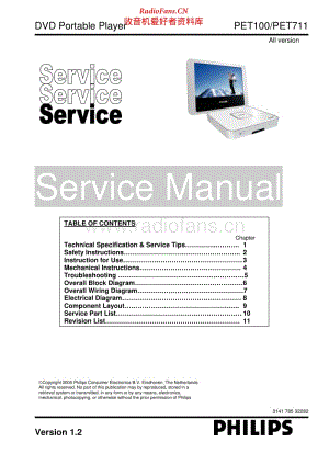 Philips-PET-711-Service-Manual(1) 电路图 维修手册.pdf
