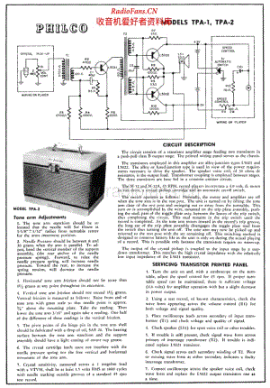 PHILCO - TPA2 - Mono Phonograph - Schematic Diagram 电路图 维修手册.pdf